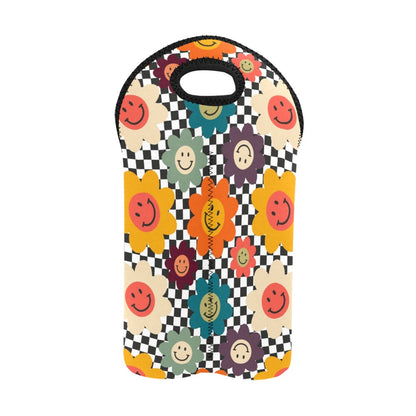 Happy Retro Flowers - 2-Bottle Neoprene Wine Bag