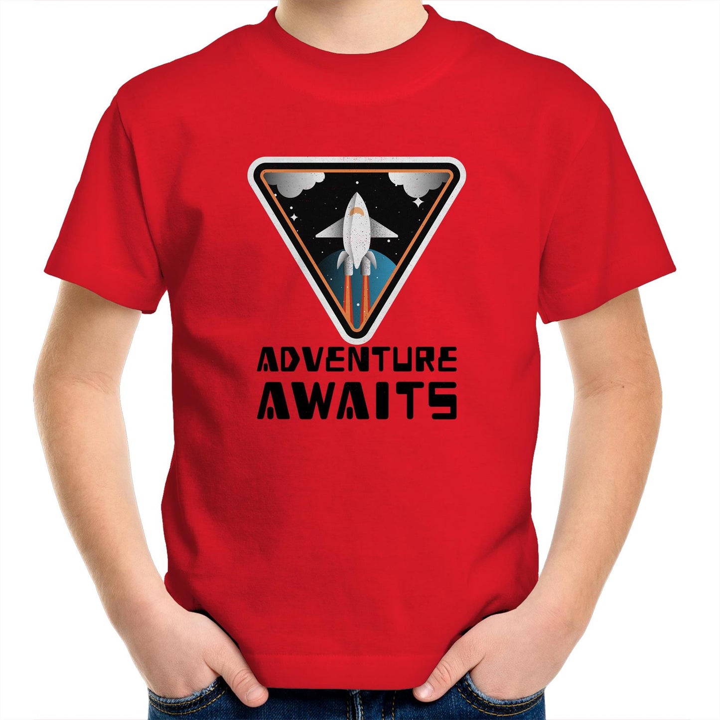 Adventure Awaits, Spaceship - Kids Youth T-Shirt