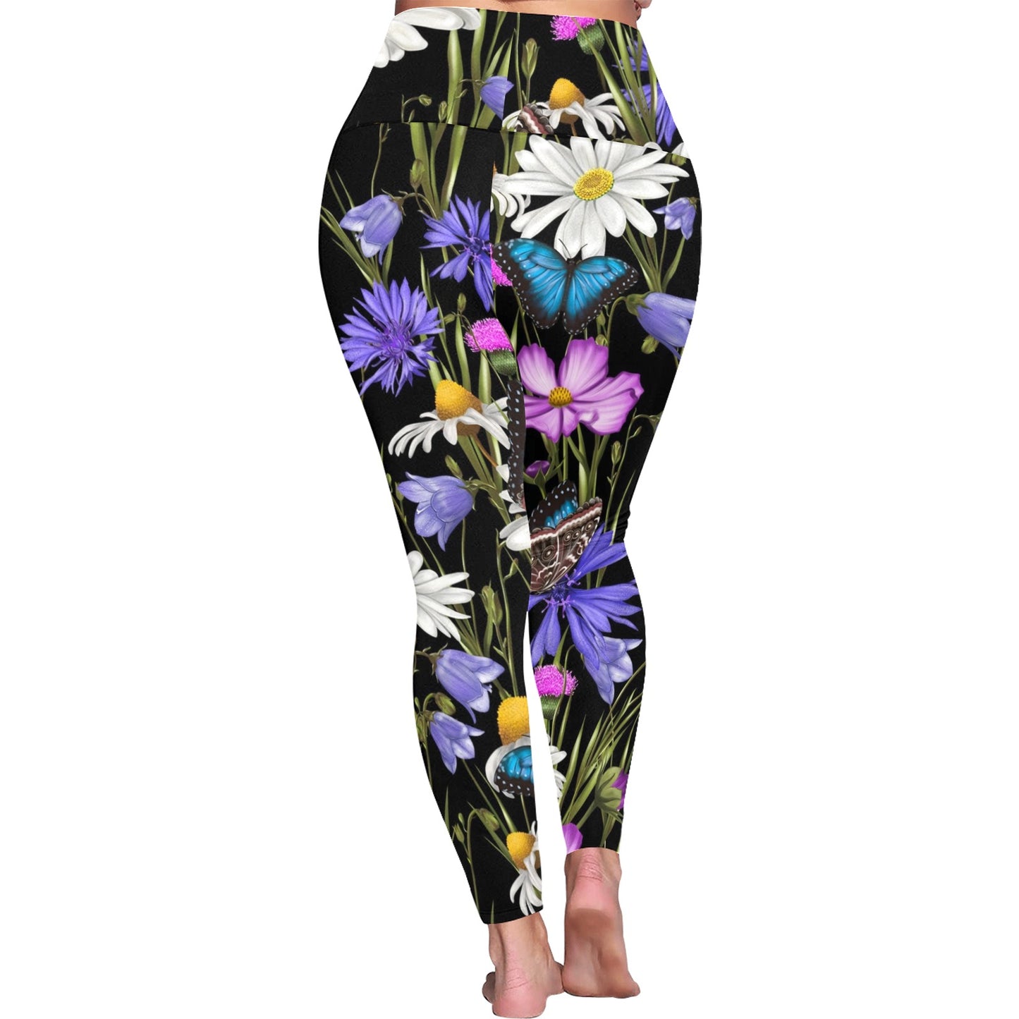 Butterfly Flowers Women's Plus Size High Waist Leggings Women's Plus Size High Waist Leggings Printed Offshore