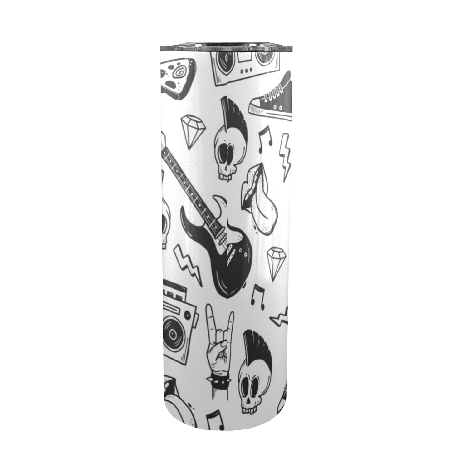 Rock Music - 20oz Tall Skinny Tumbler with Lid and Straw