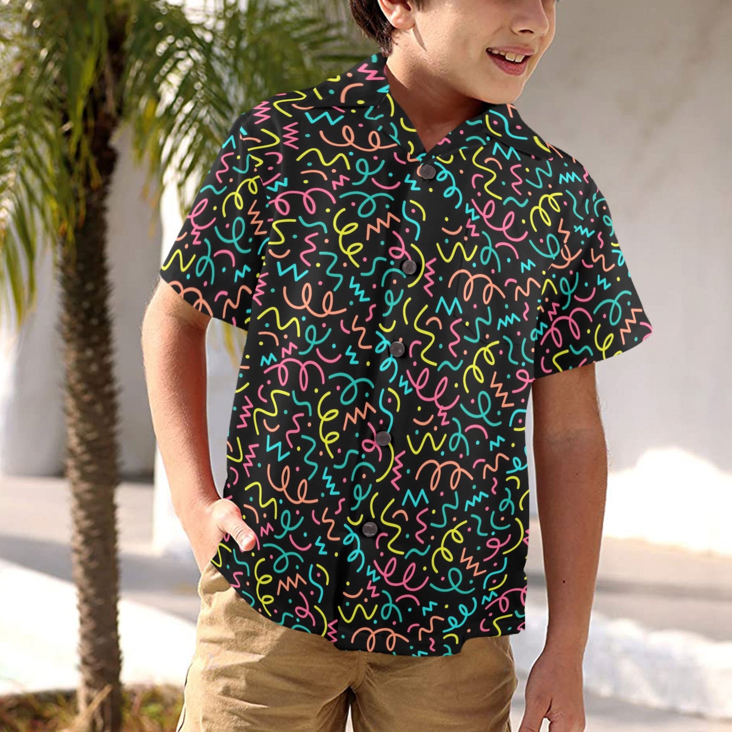 Squiggle Time - Junior Boys Hawaiian Shirt