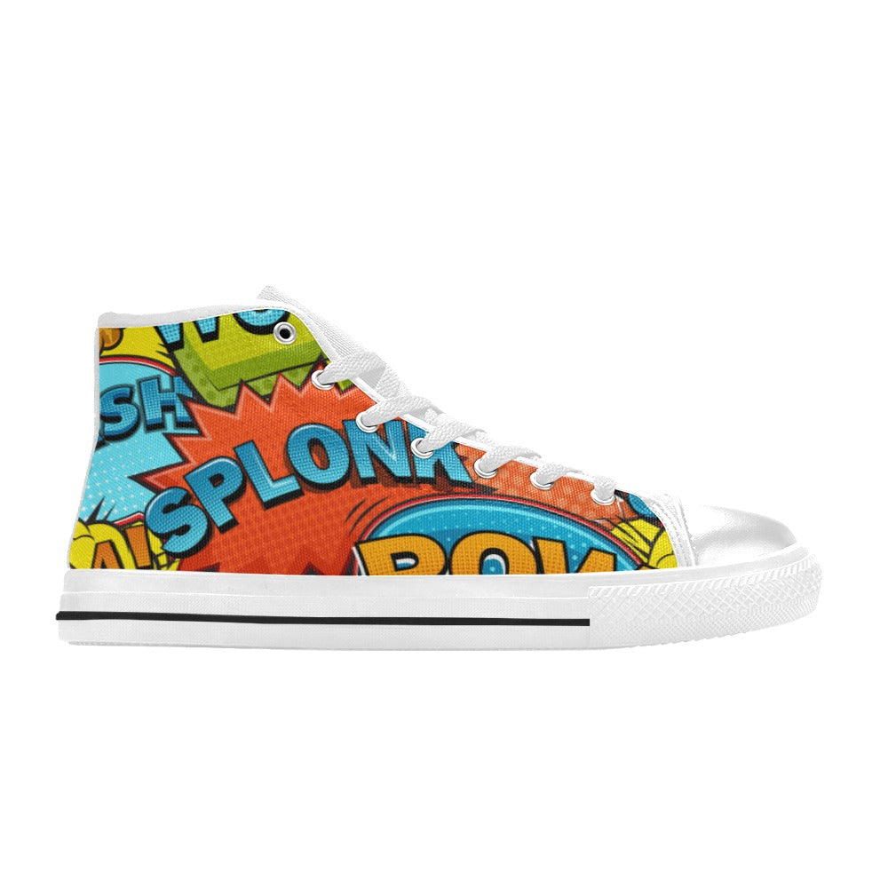 Comic Book 2 - Kids High Top Canvas Shoes