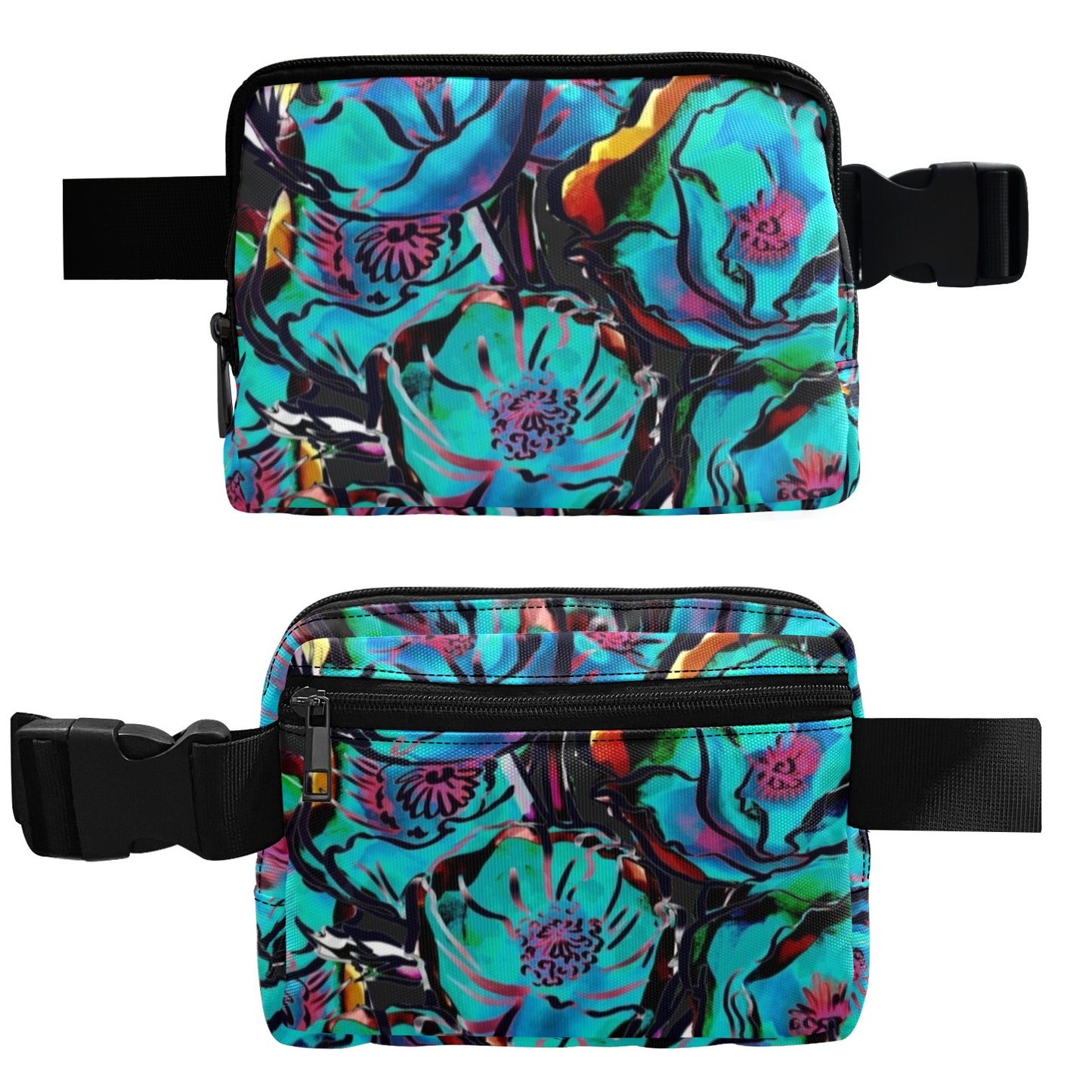 Flower It Blue - Belt Bag Belt Bag Plants Printed Offshore