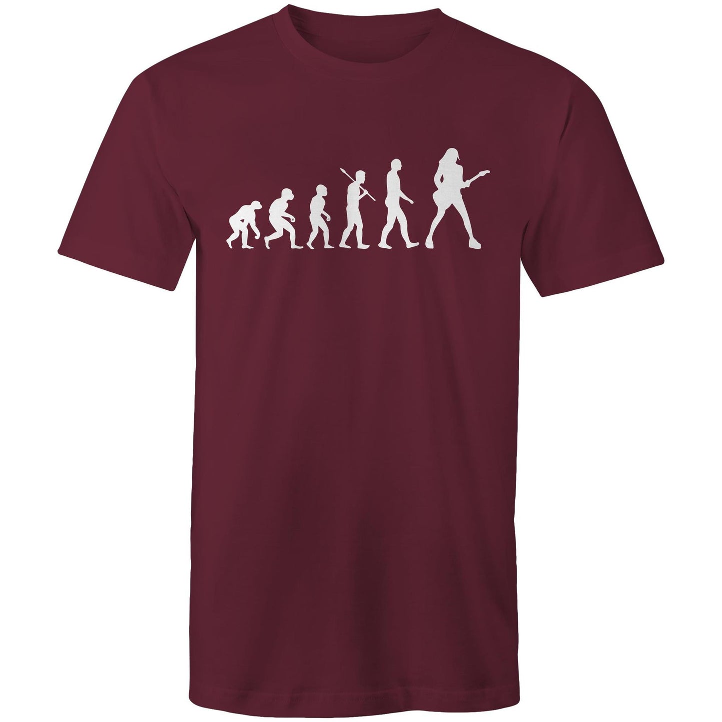 Evolution Of A Guitarist - Mens T-Shirt Burgundy Mens T-shirt Music Printed In Australia