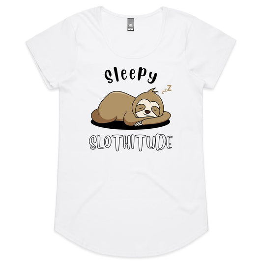 Sleepy Slothitude, Sloth - Womens Scoop Neck T-Shirt