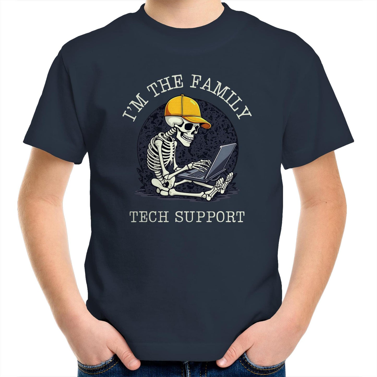 I'm The Family Tech Support - Kids Youth T-Shirt Navy Kids Youth T-shirt Printed In Australia Tech