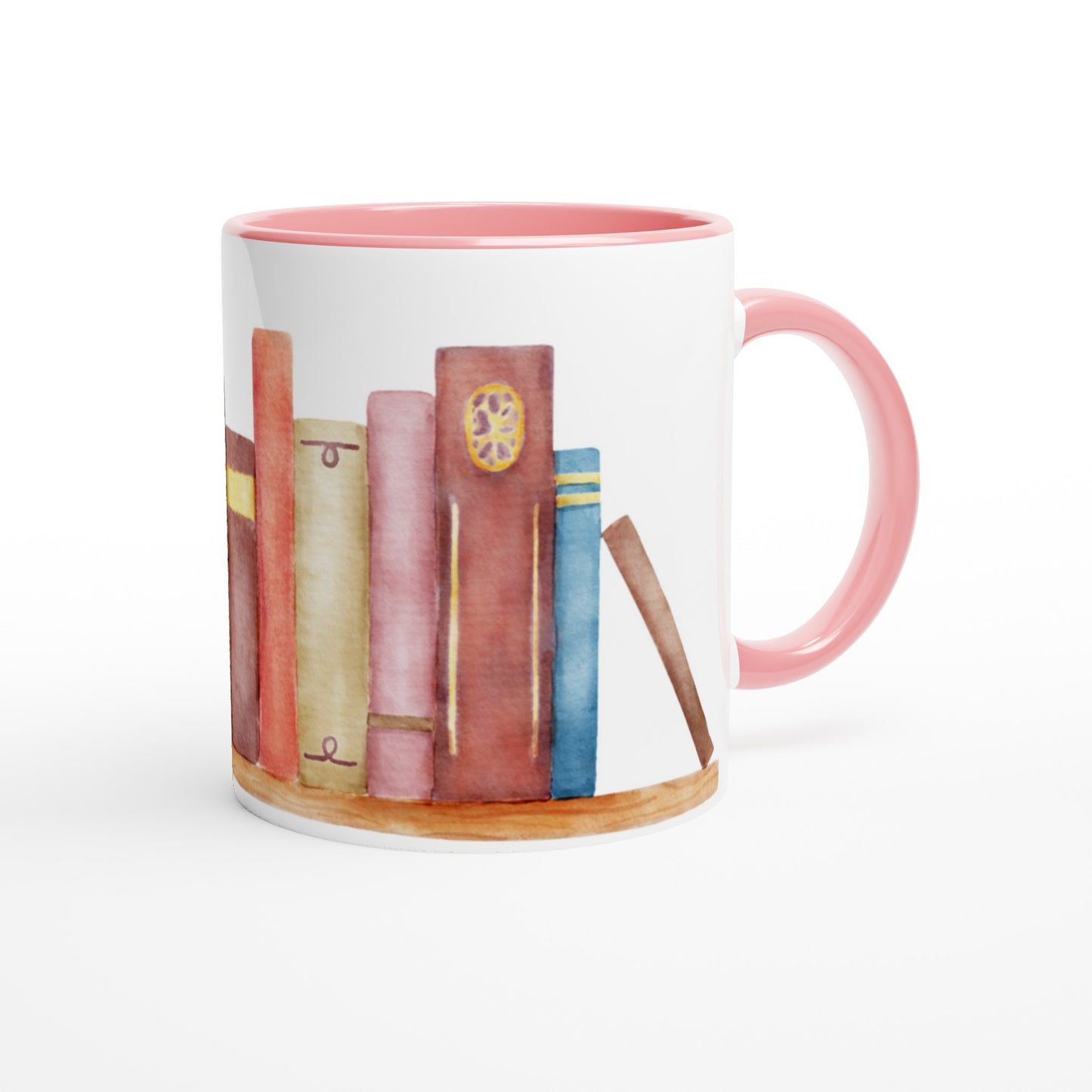 Books - White 11oz Ceramic Mug with Colour Inside Colour 11oz Mug Reading