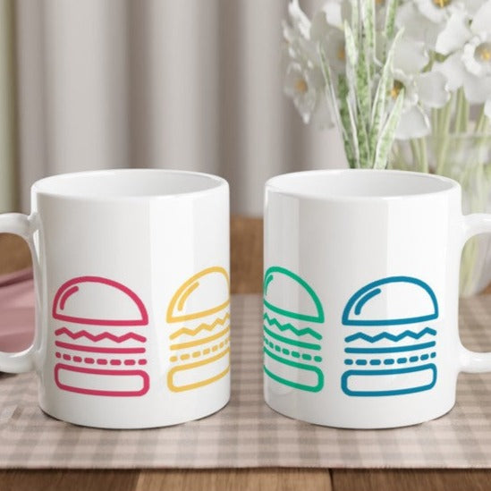 Burger Burger Burger - White 11oz Ceramic Mug White 11oz Mug food Globally Fulfilled