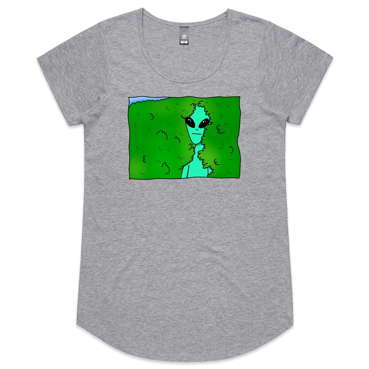 Alien Backing Into Hedge Meme - Womens Scoop Neck T-Shirt