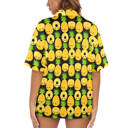 Happy Pineapples - Womens Hawaiian Shirt