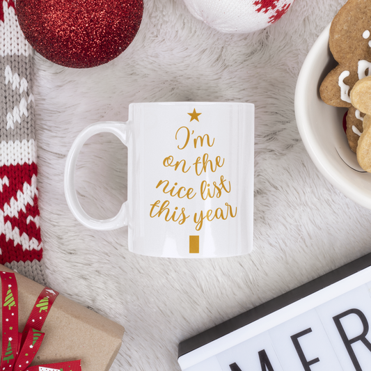 I'm On The Nice List This Year - 11oz Ceramic Mug Christmas Mug Merry Christmas