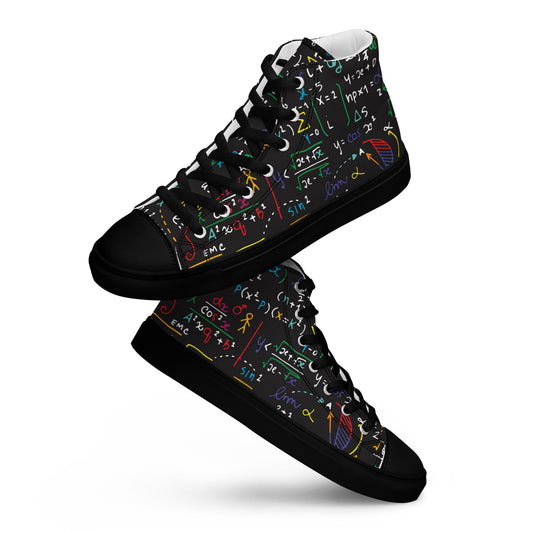 Colourful Maths Formulas - Men’s high top canvas shoes Mens High Top Shoes Maths Printed Offshore Science