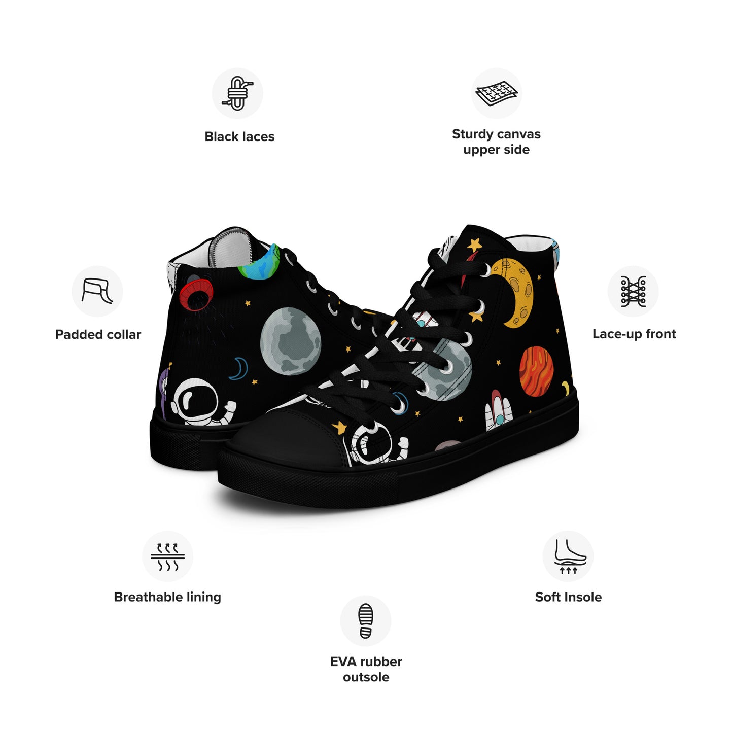 Space - Men’s high top canvas shoes Mens High Top Shoes Printed Offshore Space