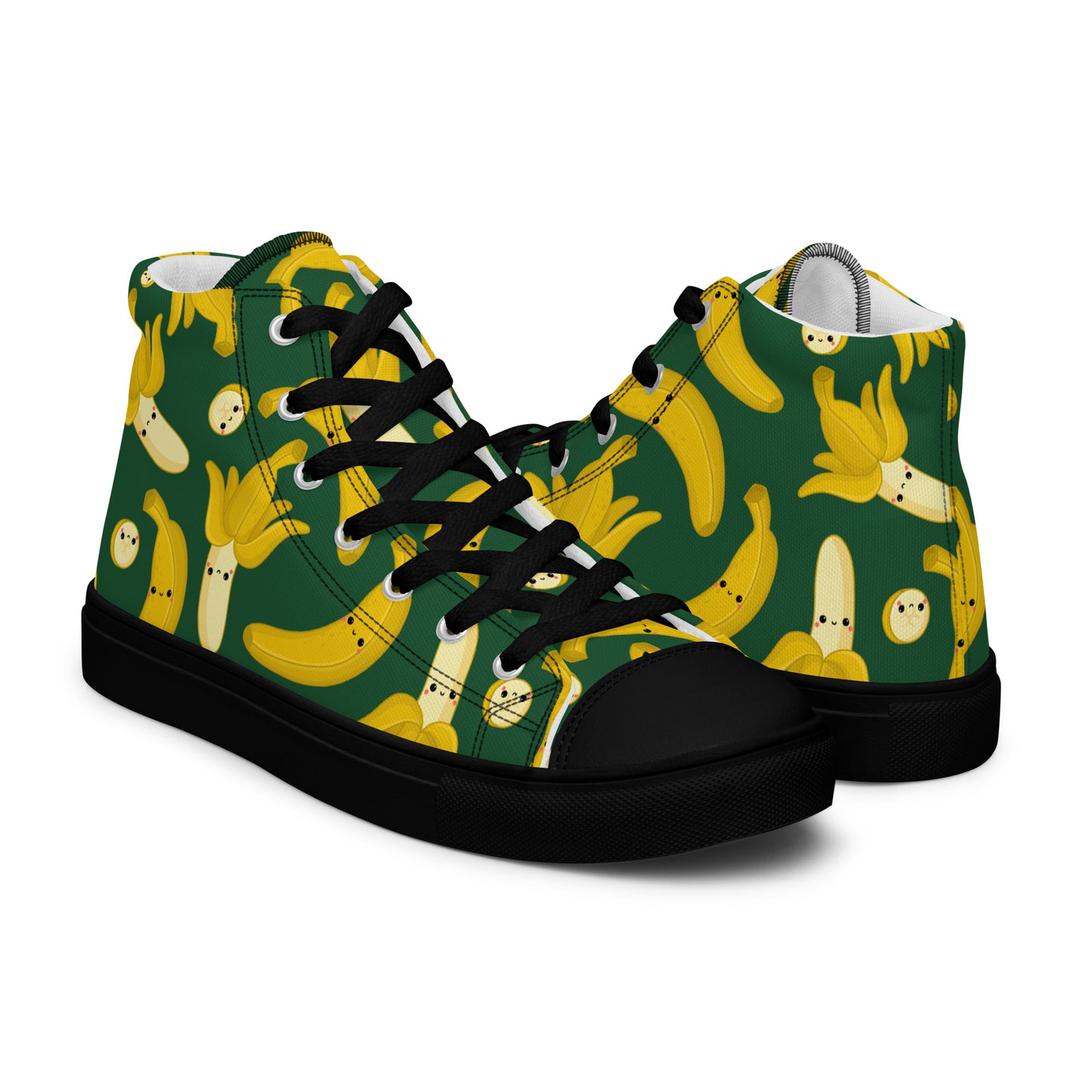 Happy Bananas - Men’s high top canvas shoes Mens High Top Shoes food Printed Offshore