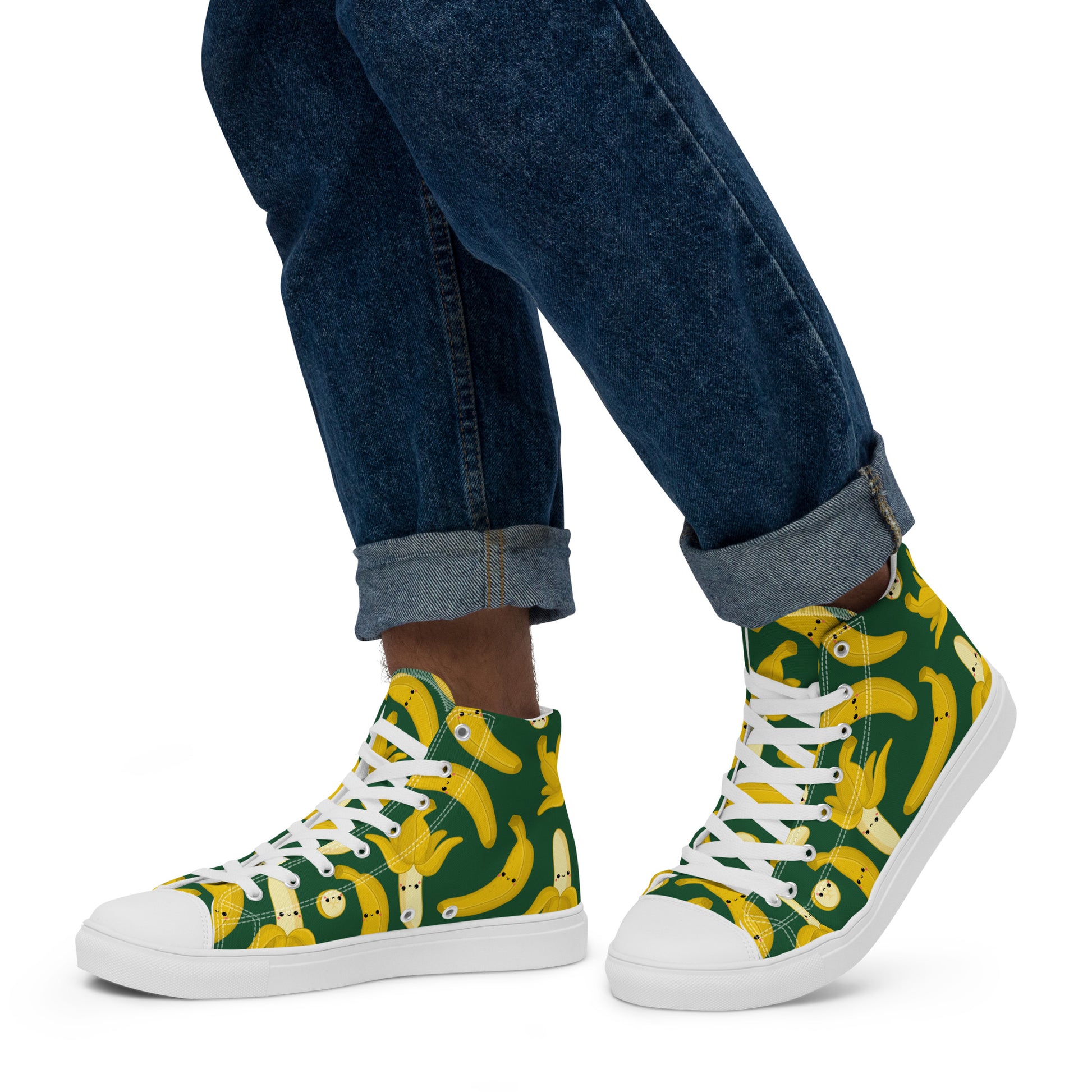 Happy Bananas - Men’s high top canvas shoes Mens High Top Shoes food Printed Offshore