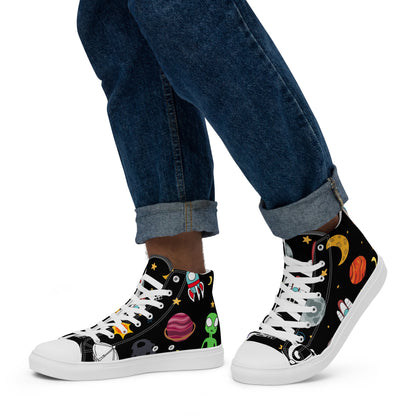 Space - Men’s high top canvas shoes White Mens High Top Shoes Printed Offshore Space