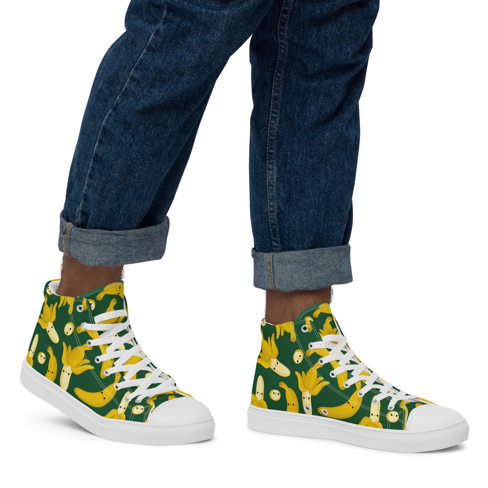 Happy Bananas - Men’s high top canvas shoes Mens High Top Shoes food Printed Offshore