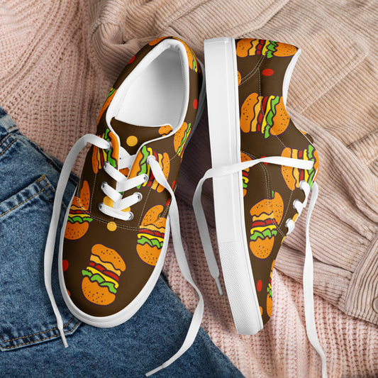 Burgers - Men’s lace-up canvas shoes Mens Lace Up Canvas Shoes Food
