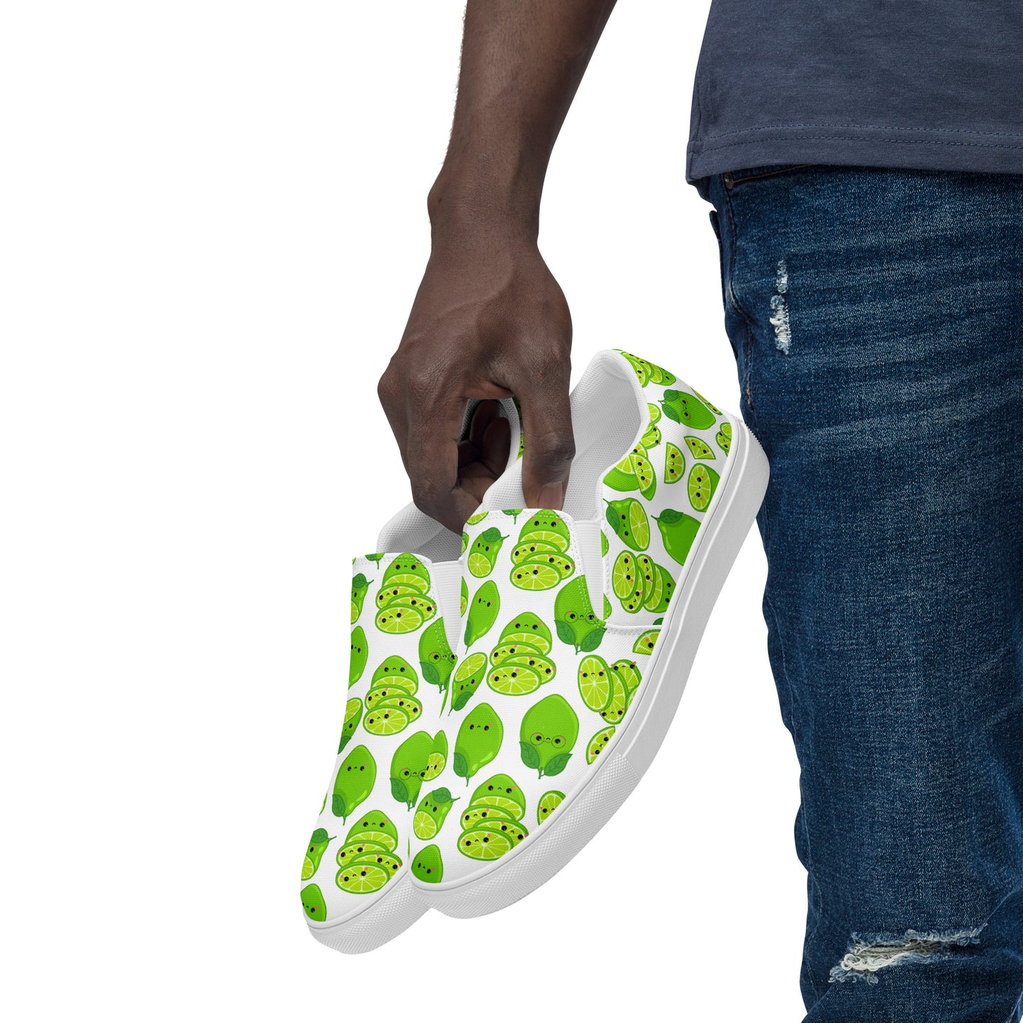 Cute Limes - Men’s slip-on canvas shoes Mens Slip On Shoes food