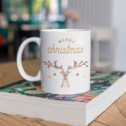 Merry Christmas Reindeer - 11oz Ceramic Mug Christmas Mug Merry Christmas