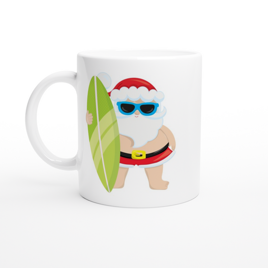 Surf Santa - 11oz Ceramic Mug Christmas Mug Merry Christmas
