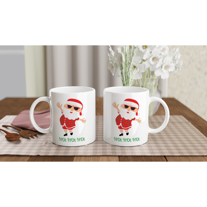 HOt HOt HOt, Summer Santa - 11oz Ceramic Mug Christmas Mug Merry Christmas
