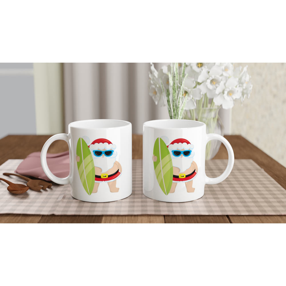 Surf Santa - 11oz Ceramic Mug Christmas Mug Merry Christmas