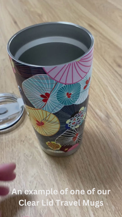 Abstract Floral - 20oz Travel Mug with Clear Lid
