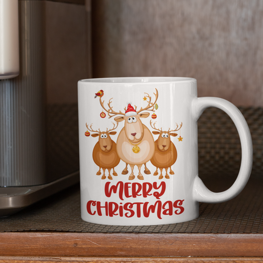 Reindeer Merry Christmas - 11oz Ceramic Mug Christmas Mug Merry Christmas