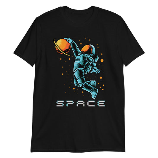 Astronaut Basketball - Short-Sleeve Unisex T-Shirt Black Unisex T-shirt Space