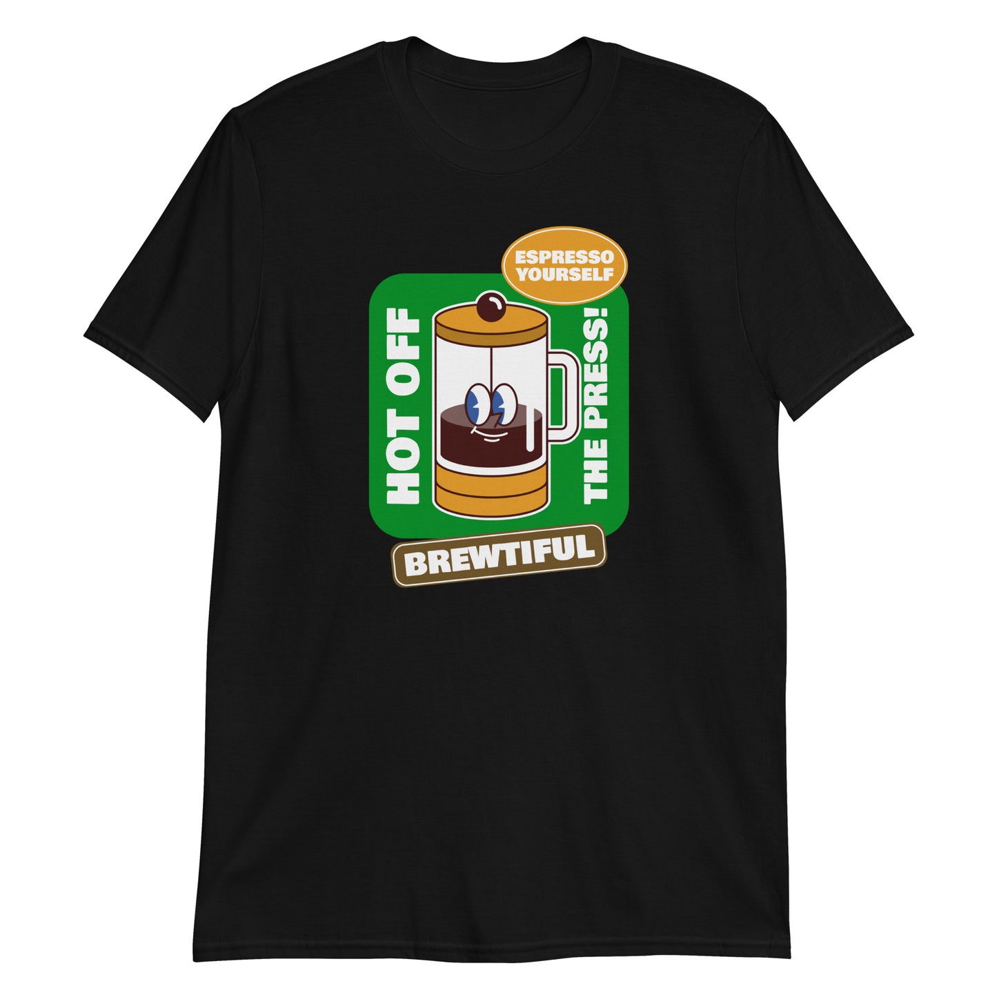 Brewtiful - Short-Sleeve Unisex T-Shirt Black Unisex T-shirt Coffee