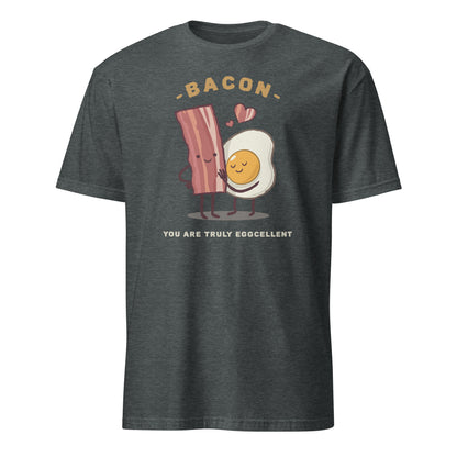 Bacon, You Are Truly Eggcellent - Short-Sleeve Unisex T-Shirt Dark Heather Unisex T-shirt food funny Globally Fulfilled Printed Worldwide