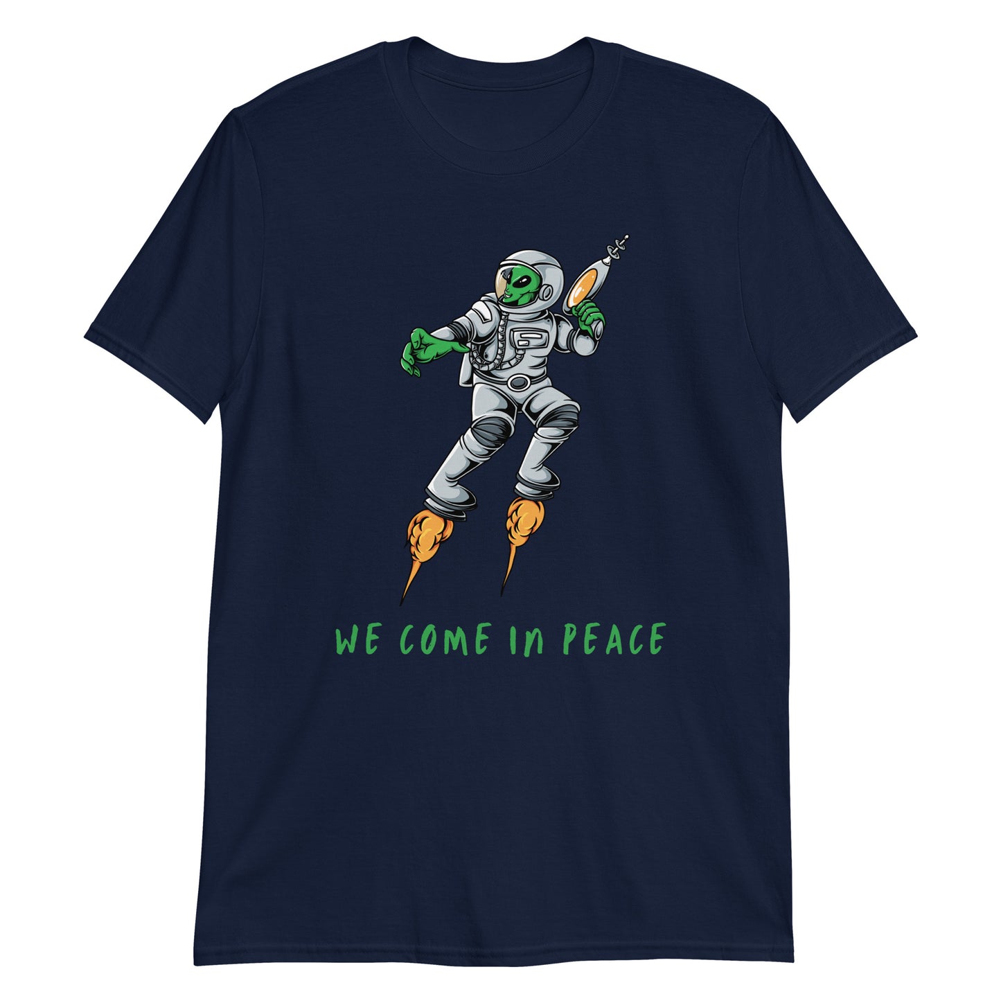 Alien, We Come In Peace - Short-Sleeve Unisex T-Shirt Navy Unisex T-shirt funny sci fi