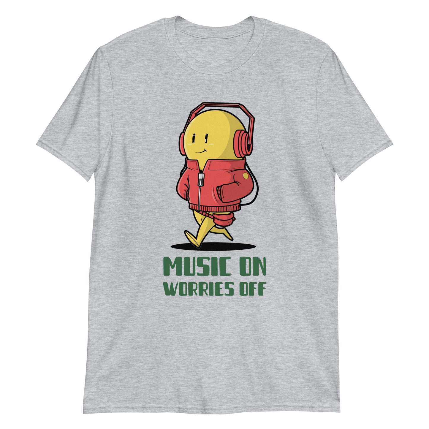 Music On, Worries Off, Headphones - Short-Sleeve Unisex T-Shirt Sport Grey Unisex T-shirt Music