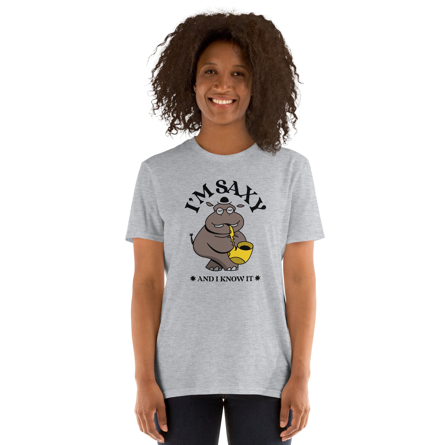I'm Saxy And I Know It, Saxophone Hippo - Short-Sleeve Unisex T-Shirt Unisex T-shirt Animal Music