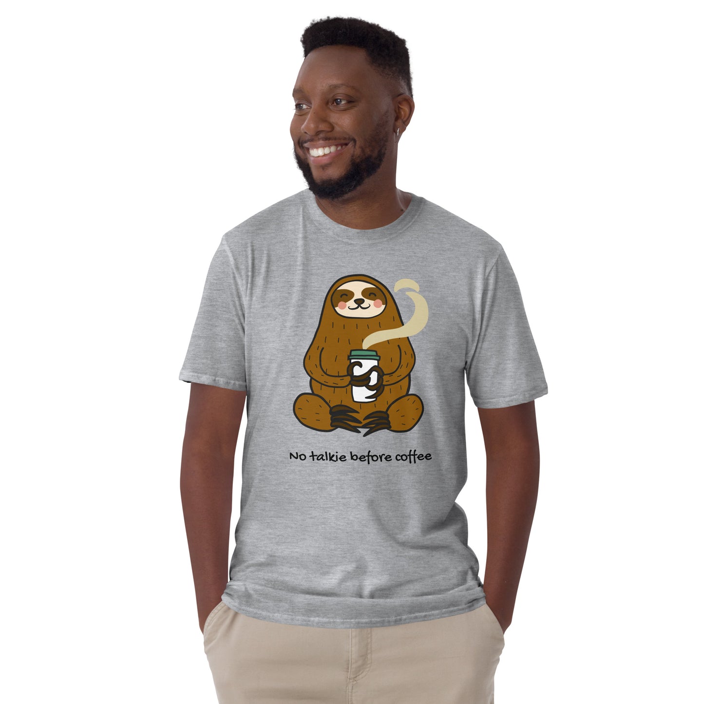 No Talkie Before Coffee, Sloth - Short-Sleeve Unisex T-Shirt