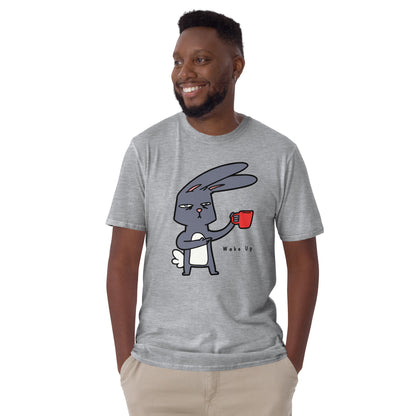 Wake Up, Coffee, Rabbit - Short-Sleeve Unisex T-Shirt