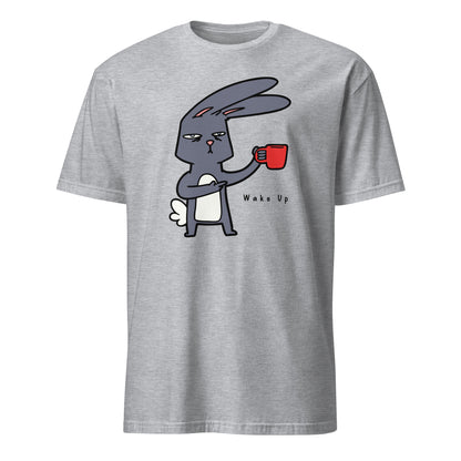 Wake Up, Coffee, Rabbit - Short-Sleeve Unisex T-Shirt