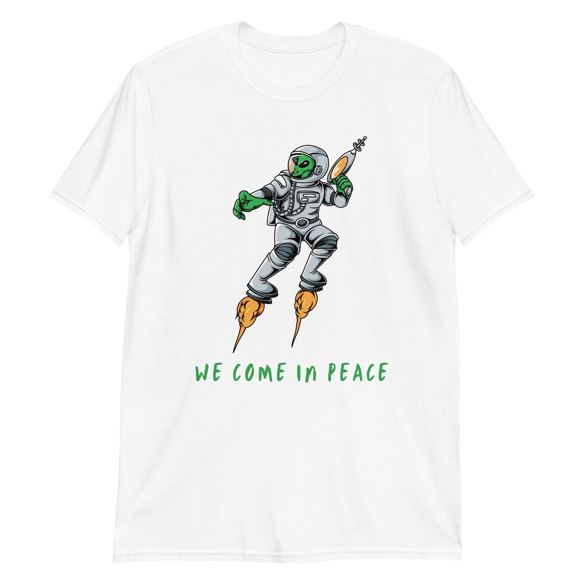 Alien, We Come In Peace - Short-Sleeve Unisex T-Shirt White Unisex T-shirt funny sci fi