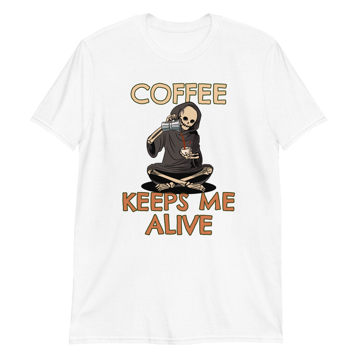 Coffee Keeps Me Alive, Skeleton - Short-Sleeve Unisex T-Shirt White Unisex T-shirt Coffee