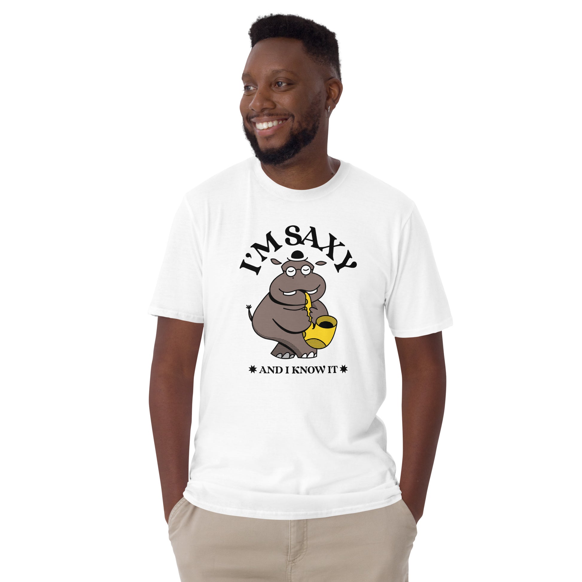 I'm Saxy And I Know It, Saxophone Hippo - Short-Sleeve Unisex T-Shirt Unisex T-shirt Animal Music