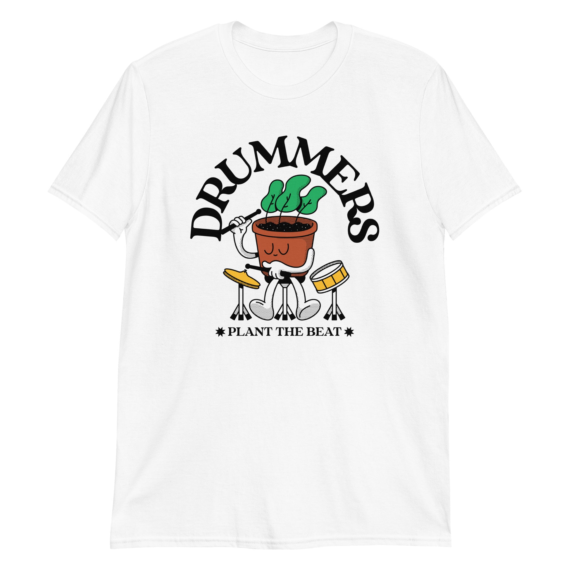 Drummers Plant The Beat - Short-Sleeve Unisex T-Shirt White Unisex T-shirt Music Plants