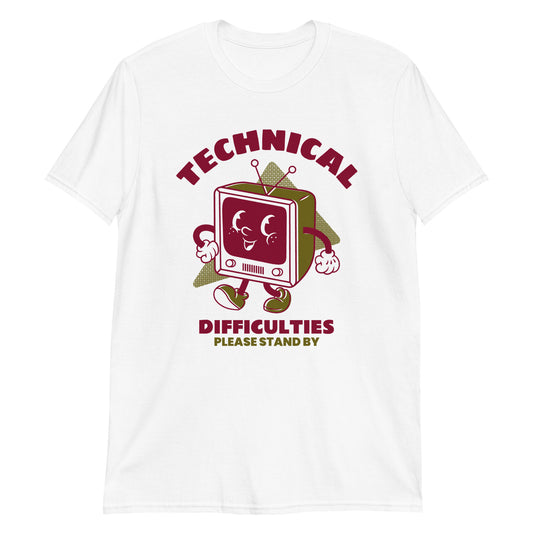 Retro TV, Technical Difficulties - Short-Sleeve Unisex T-Shirt White Unisex T-shirt Retro Tech