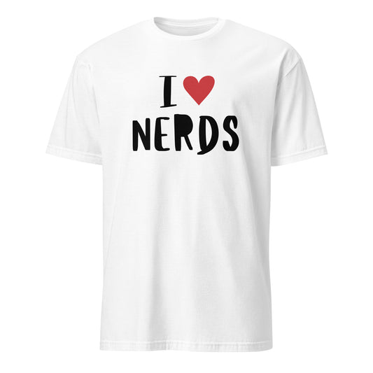 I Love Nerds, Red Heart - Short-Sleeve Unisex T-Shirt