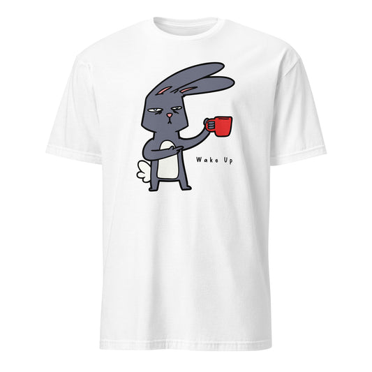 Wake Up, Coffee, Rabbit - Short-Sleeve Unisex T-Shirt