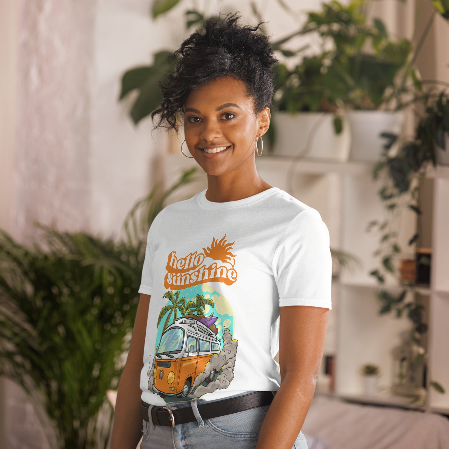 Hello Sunshine, Beach Van - Short-Sleeve Unisex T-Shirt