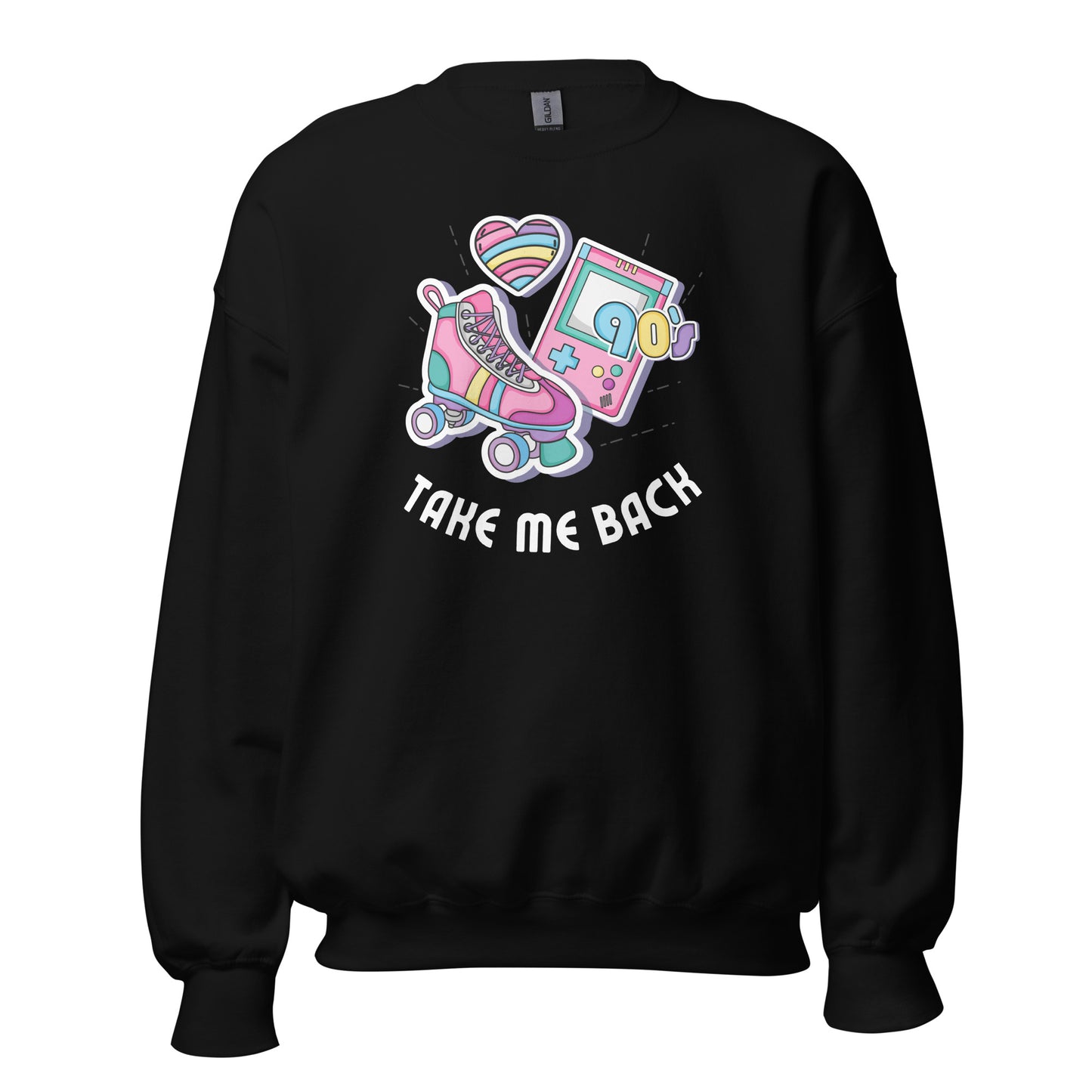 Take Me Back To The 90's - Unisex Sweatshirt Black Unisex Sweatshirt Globally Fulfilled Printed Worldwide Retro