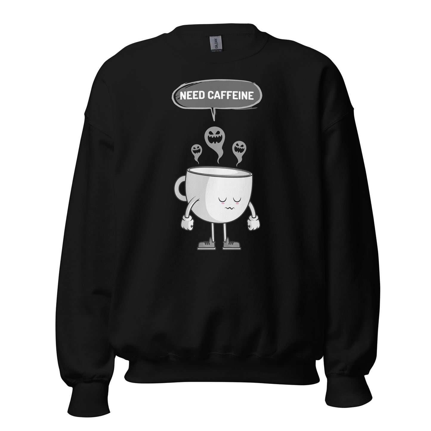 Need Caffeine, Sad Coffee - Unisex Sweatshirt Black Unisex Sweatshirt Coffee Globally Fulfilled Printed Worldwide