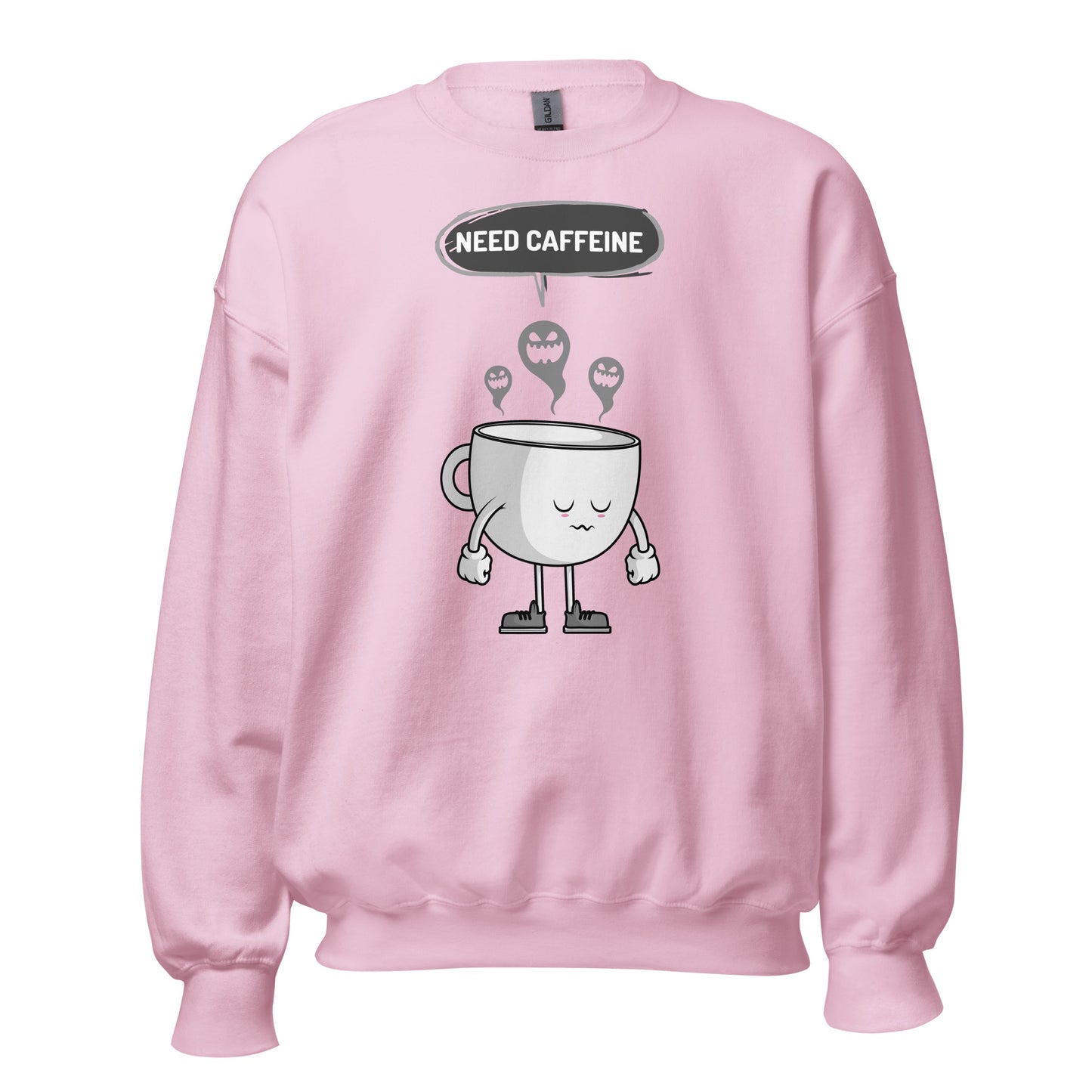 Need Caffeine, Sad Coffee - Unisex Sweatshirt Light Pink Unisex Sweatshirt Coffee Globally Fulfilled Printed Worldwide