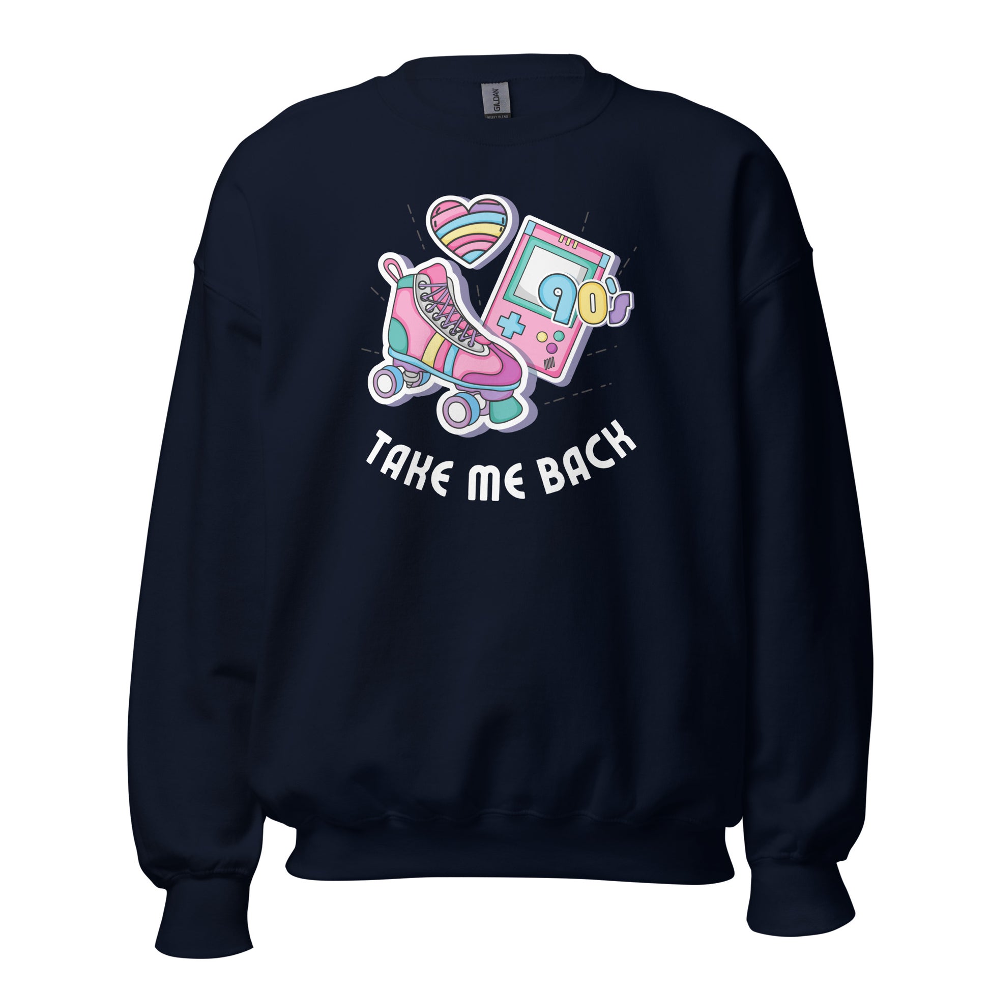 Take Me Back To The 90's - Unisex Sweatshirt Navy Unisex Sweatshirt Globally Fulfilled Printed Worldwide Retro